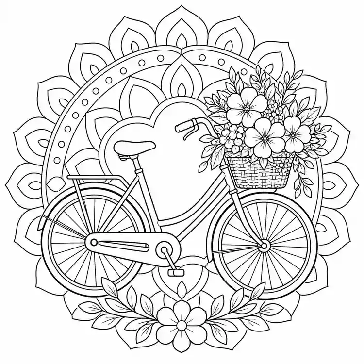Bicycle with Flowers printable coloring page