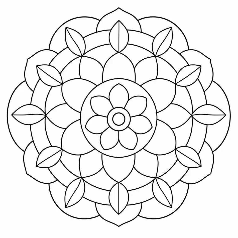 Concentric Circles Mandala printable coloring page