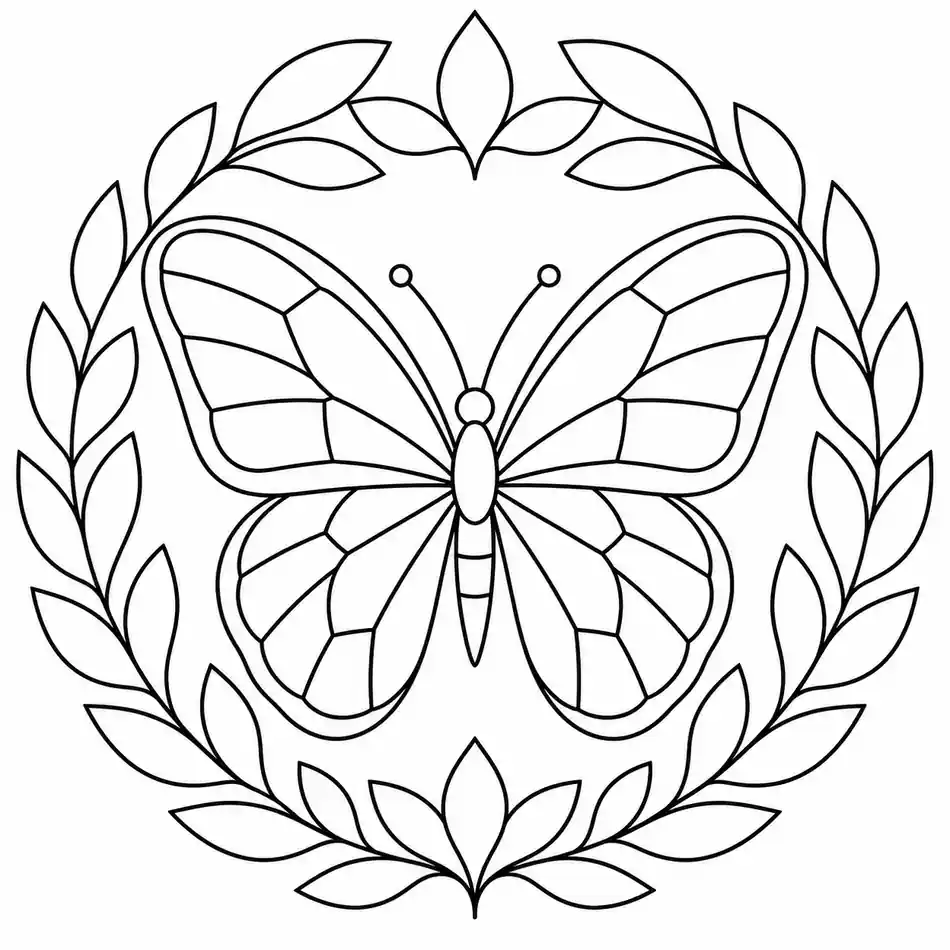 Geometric Butterfly Mandala printable coloring page