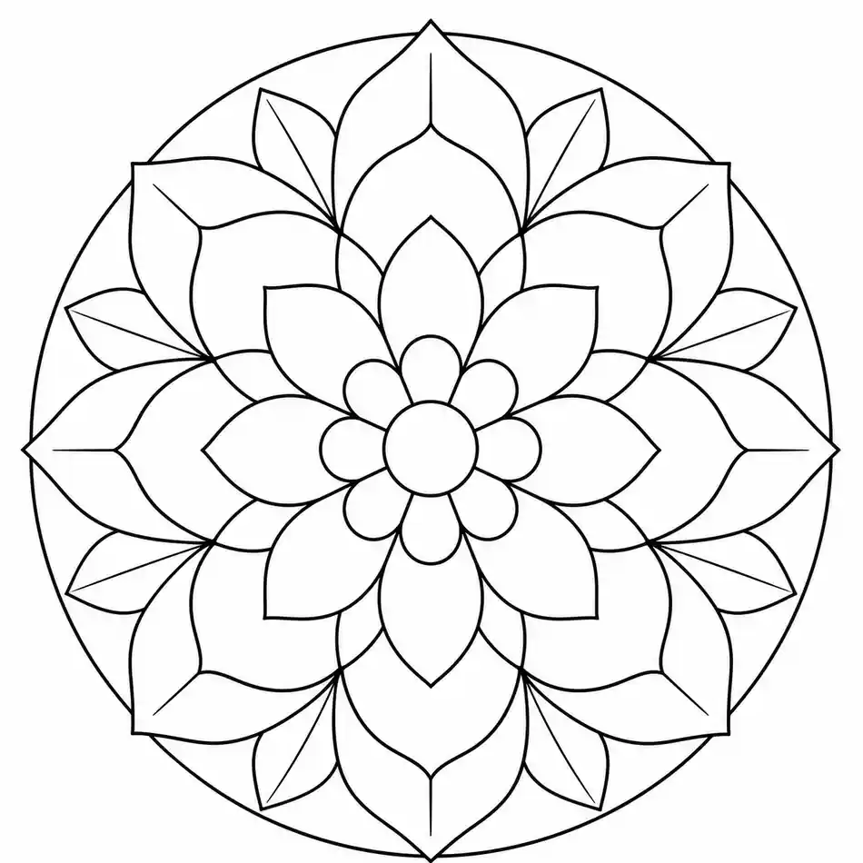 Layered Floral Mandala printable coloring page