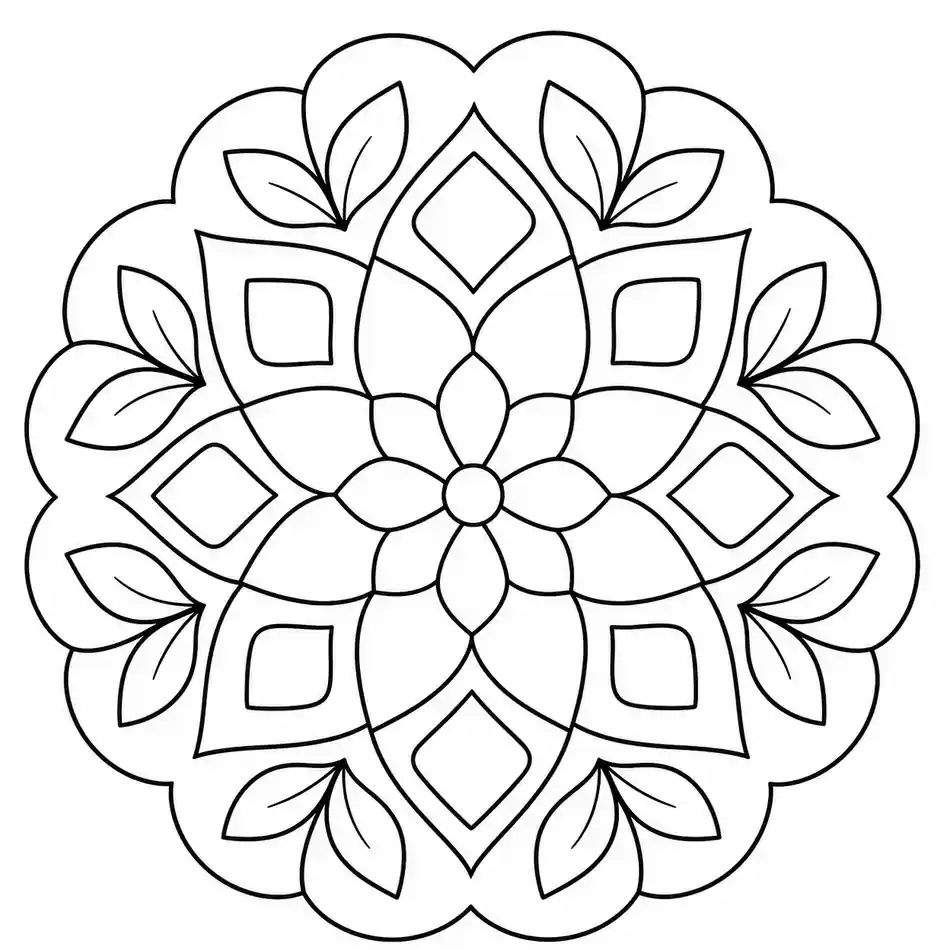 Repeating Floral Pattern Mandala printable coloring page