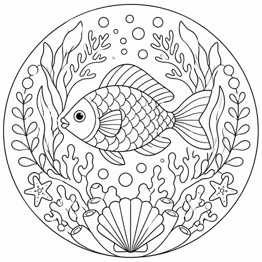 Under the Sea Mandala printable coloring page